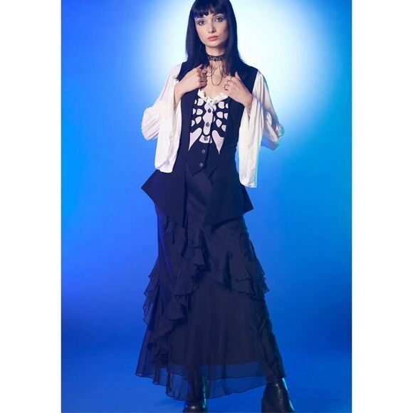 Hot Topic Corpse Bride Skeleton Hi-Low Waistcoat Vest Size Small Costume - Picture 1 of 9
